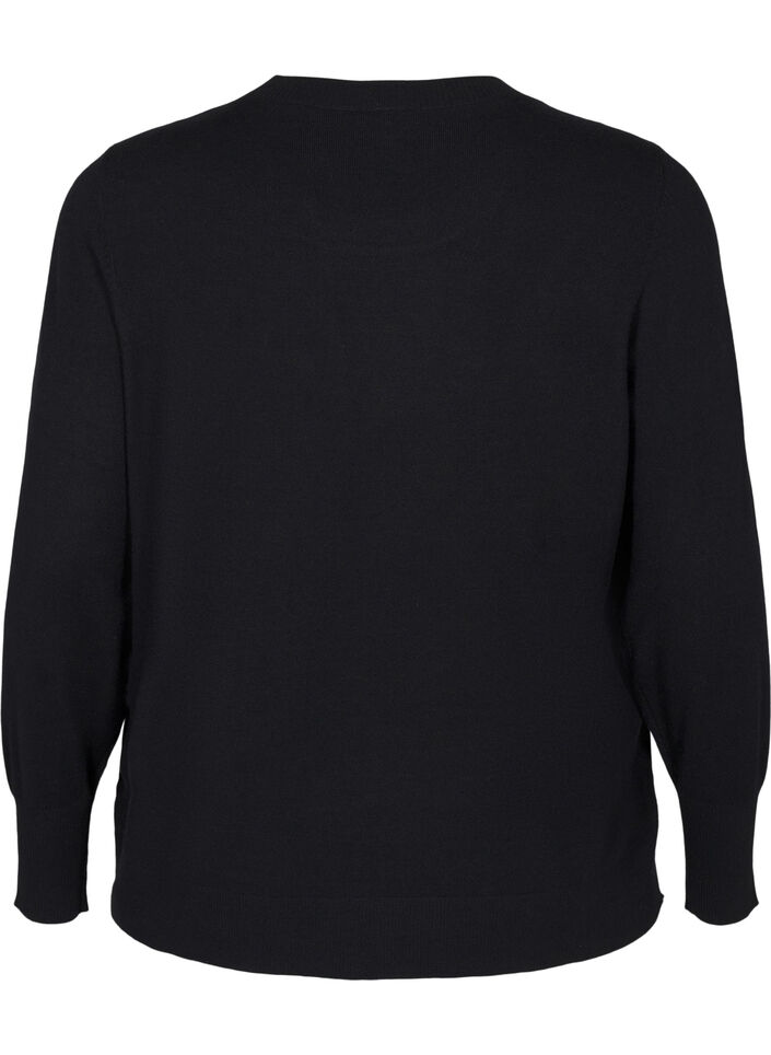 Strickpullover mit Rundhalsausschnitt, Schwarz, Packshot image number 1