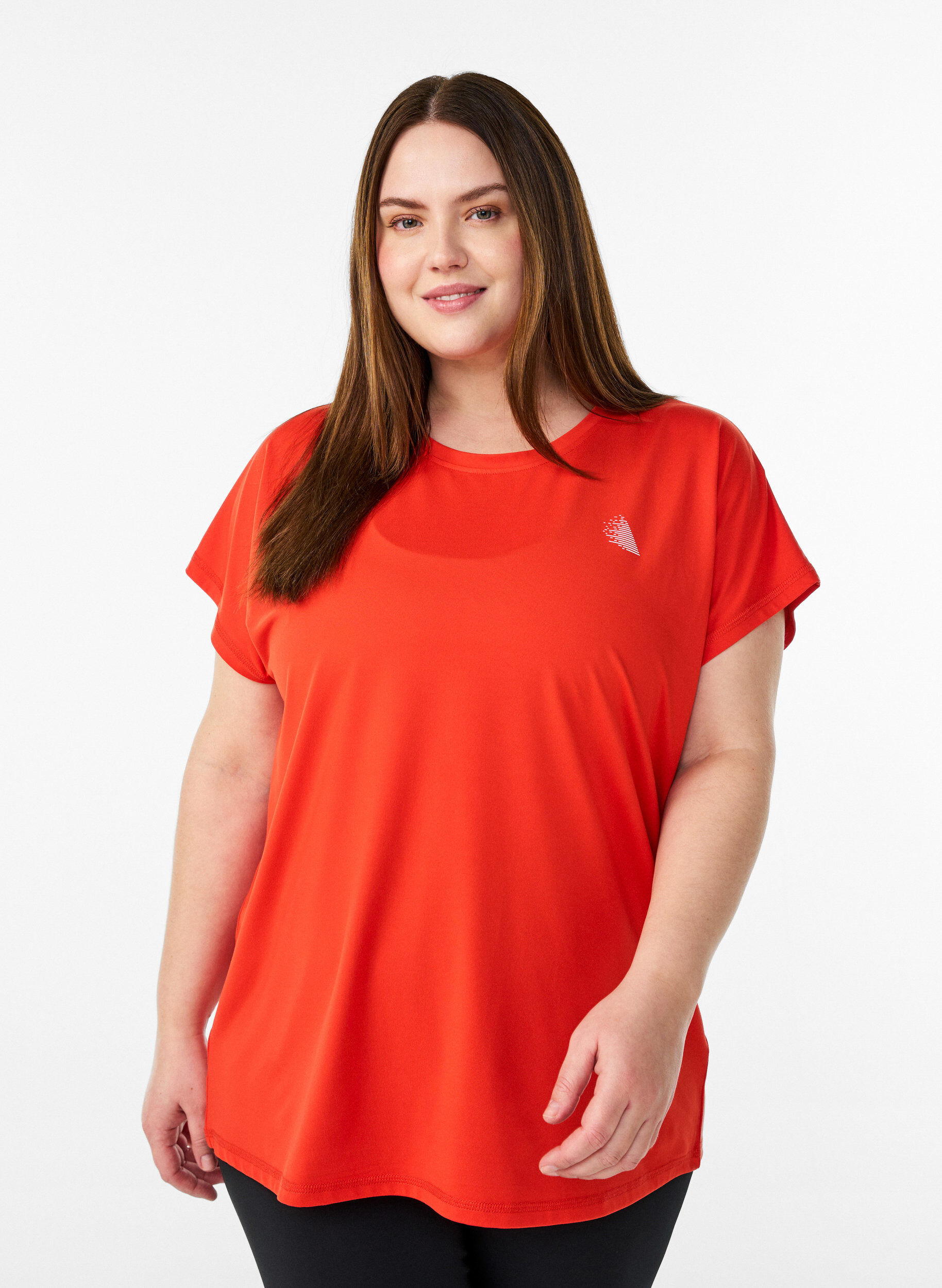 T-shirt de sport couleur unie, Orange, Model