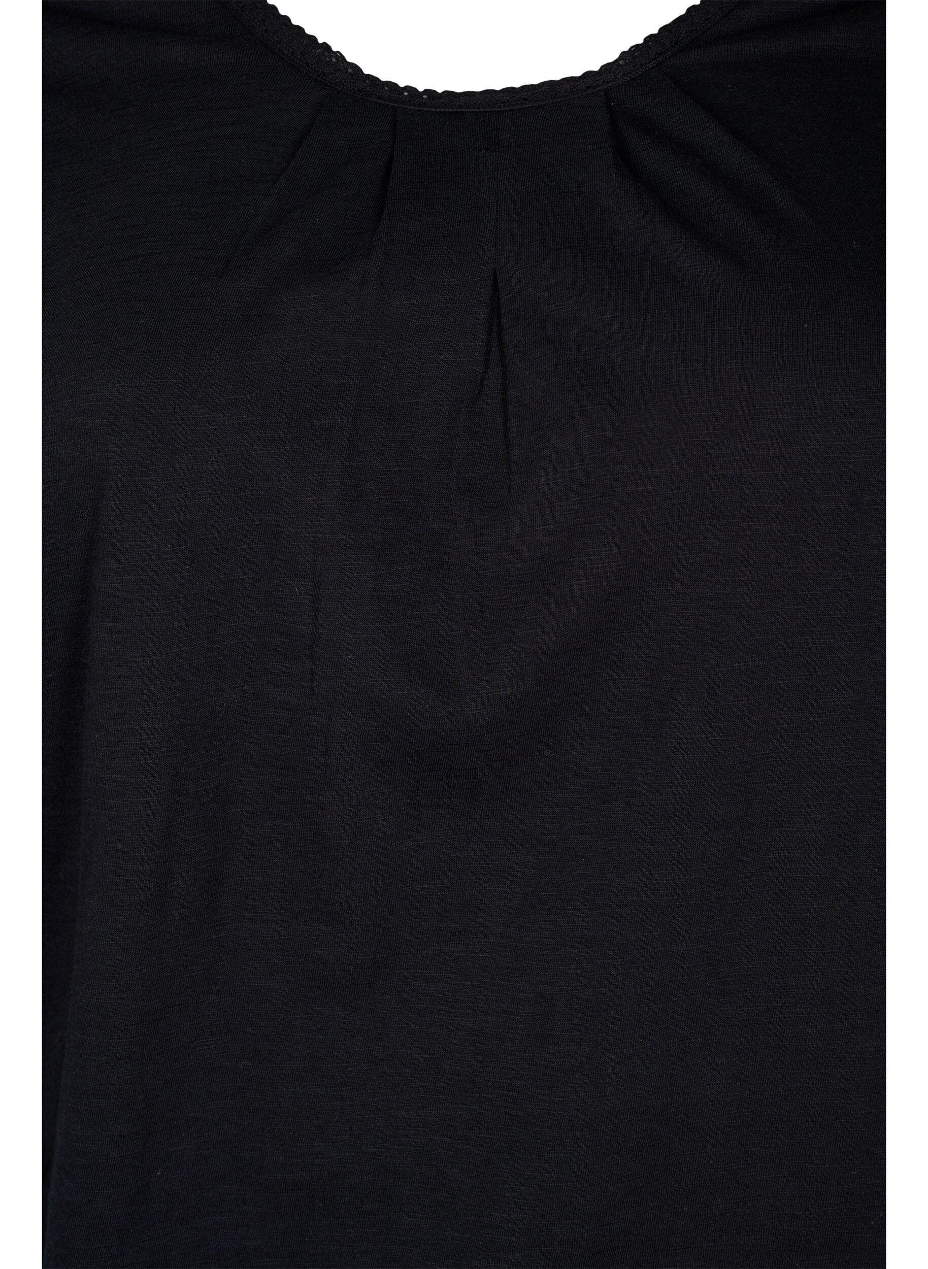 Zizzi Blouse en coton &agrave; manches 3/4, Black, Packshot image number 2