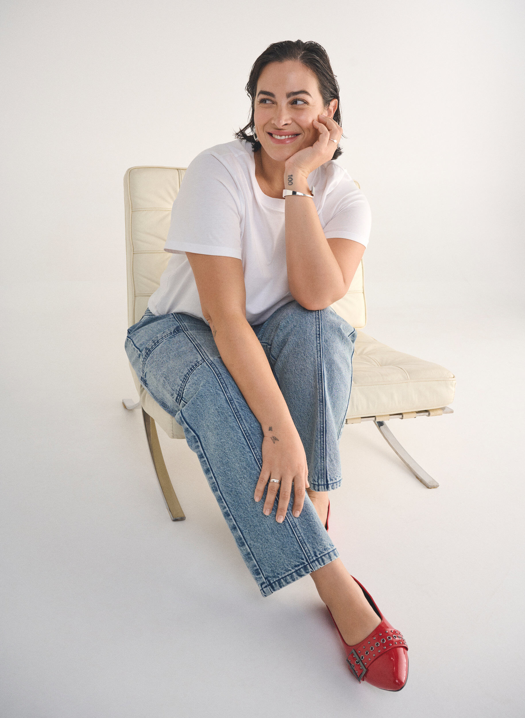 Zizzi Jeans cargo taille haute, Bleu Clair, Image image number 0