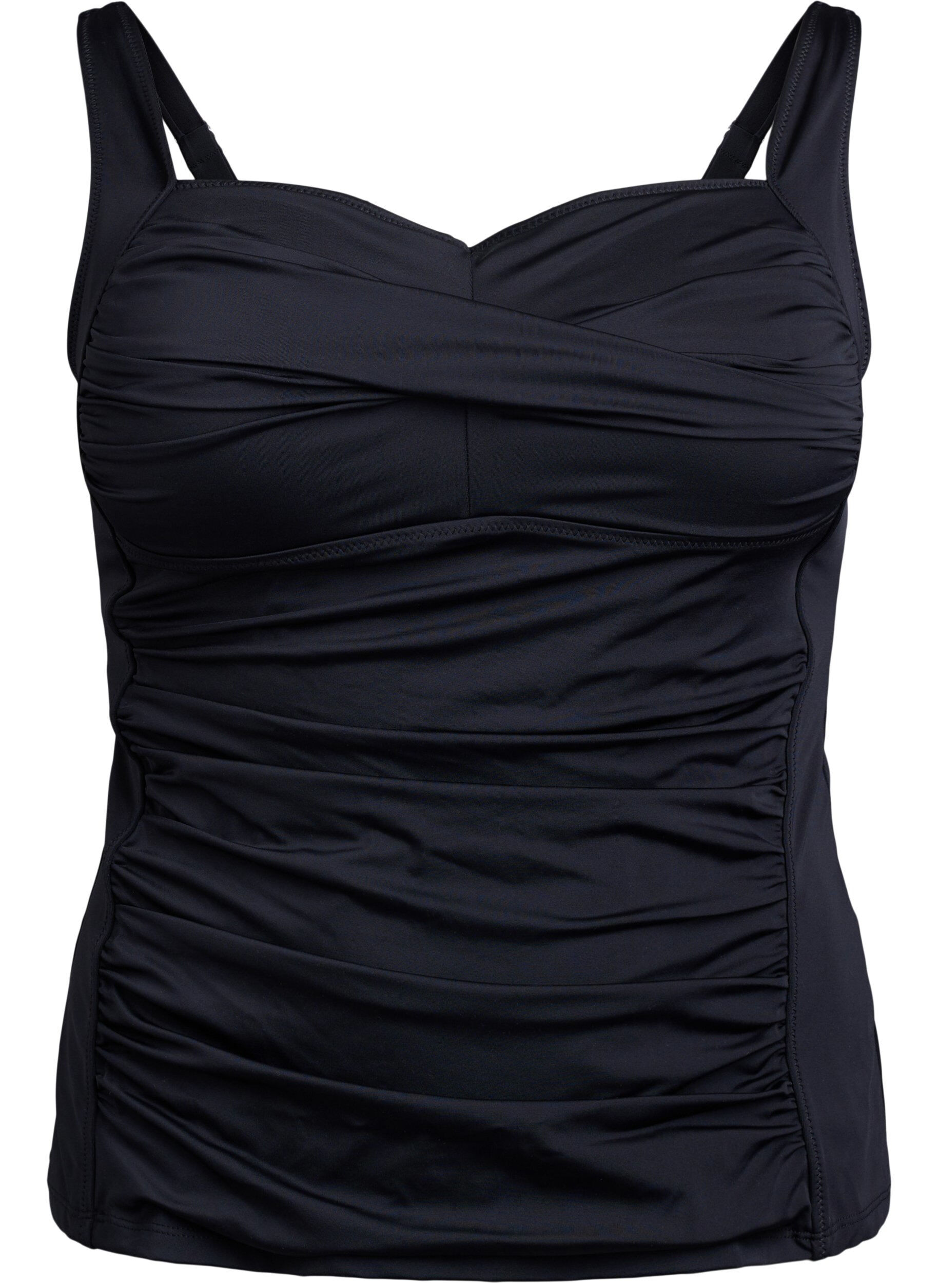 Zizzi Tankini drap&eacute;, Noir, Packshot image number 0