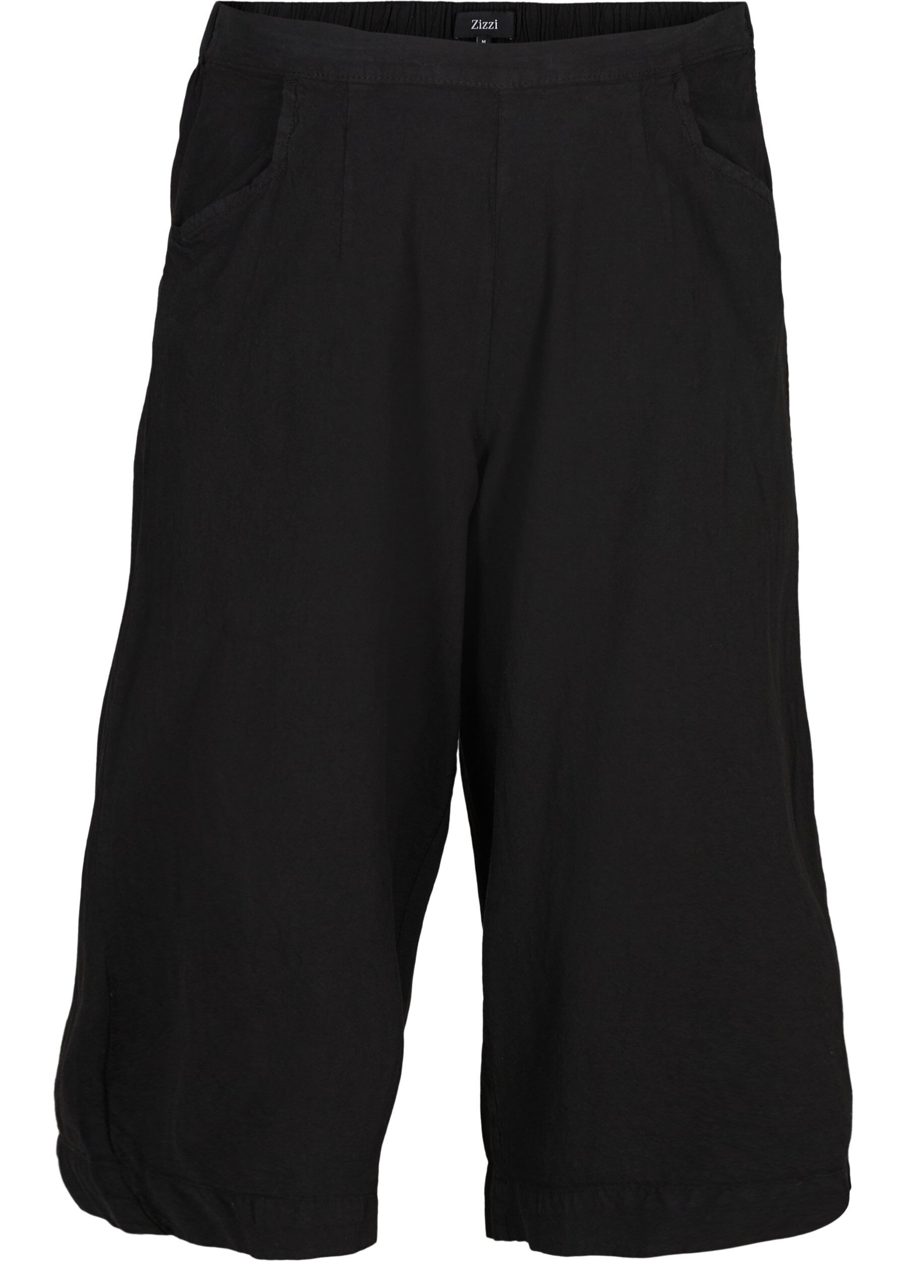 Zizzi Lockere Culottes aus Baumwolle, Black, Packshot image number 0