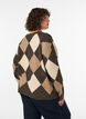 Haut en maille avec motif losanges et strass, Marron, Model image number 2