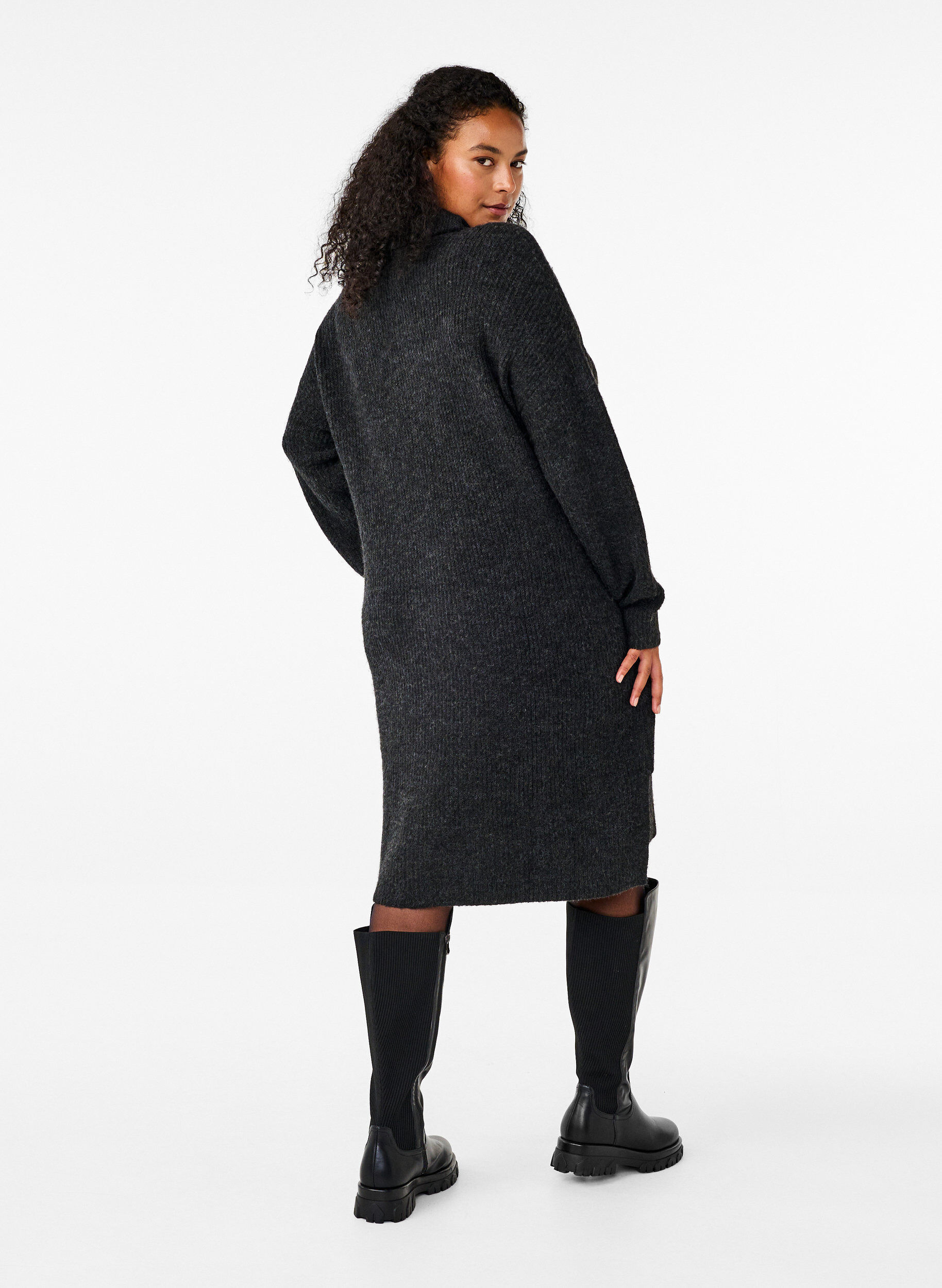 ZizziRobe en tricot et &agrave; col roul&eacute;, Gris anthracite, Model image number 2
