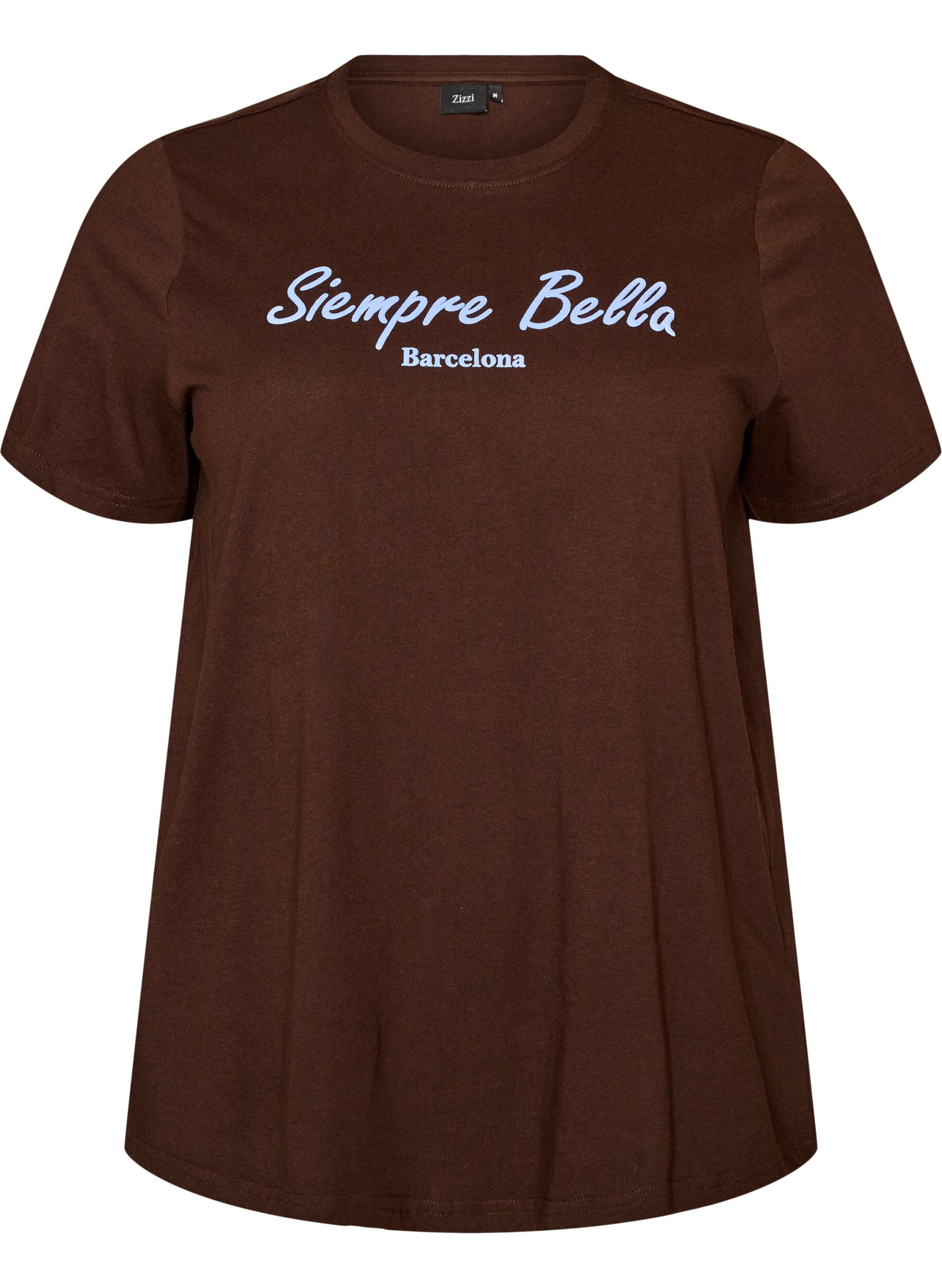 ZizziT-shirt en coton bio avec imprim&eacute;, Marron, Packshot image number 0