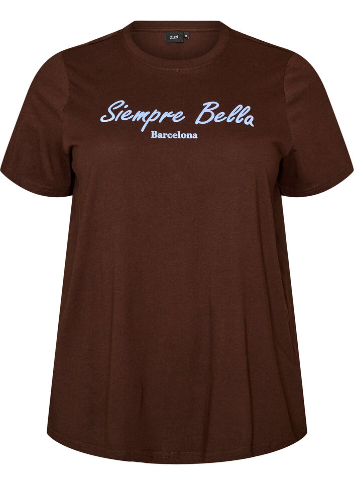 T-shirt en coton bio avec imprim&eacute;, Marron, Packshot image number 0