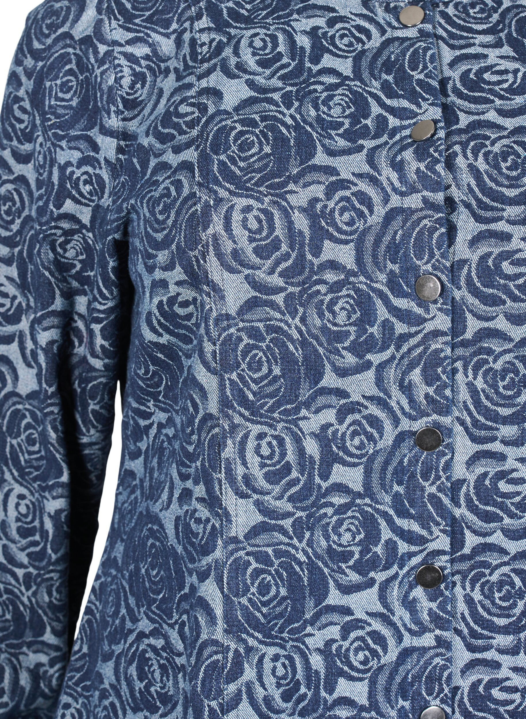 Zizzi Denim-Shirt mit Rosenmuster, Denim Rose AOP, Packshot image number 2