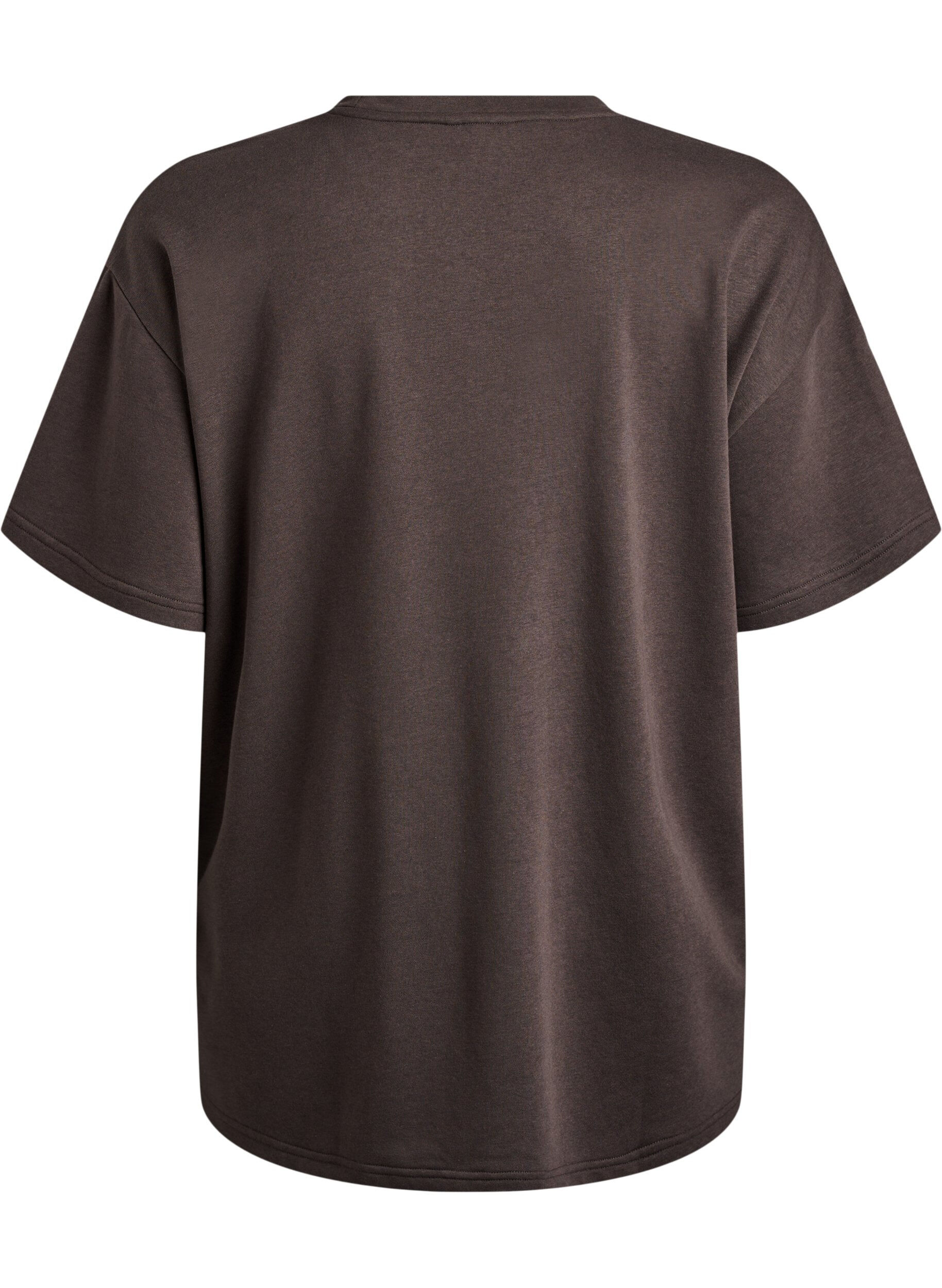 Zizzi Oversized T-Shirt aus Sweat, Braun, Packshot image number 1