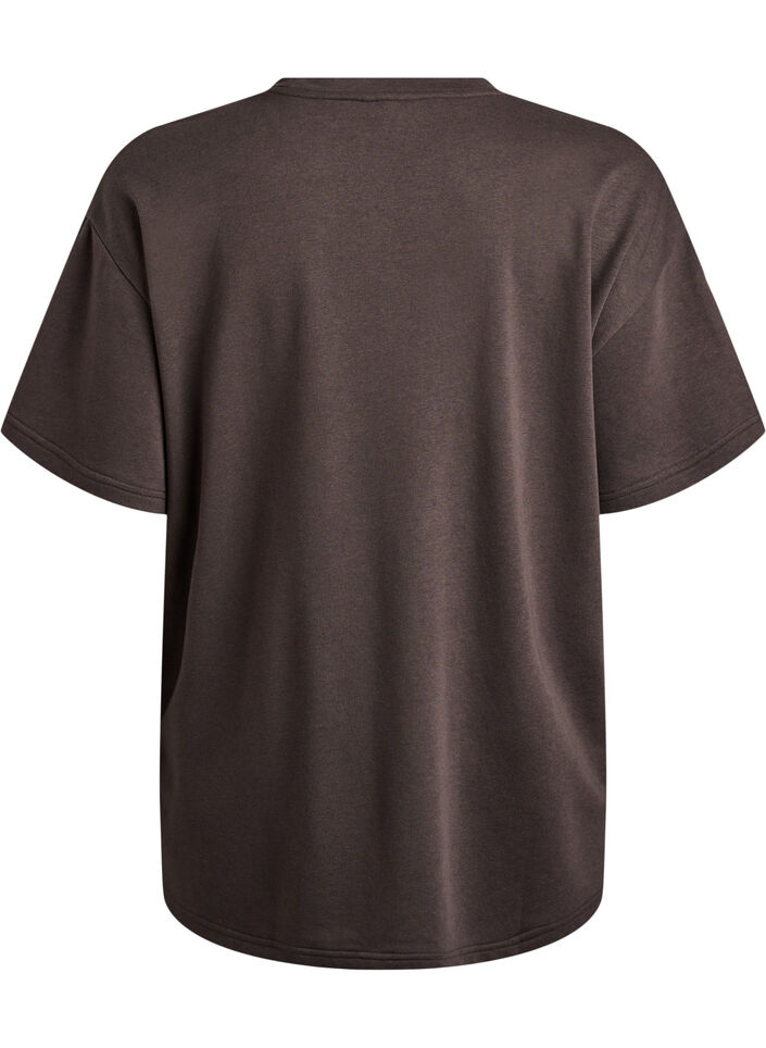 Oversized T-Shirt aus Sweat, Braun, Packshot image number 1
