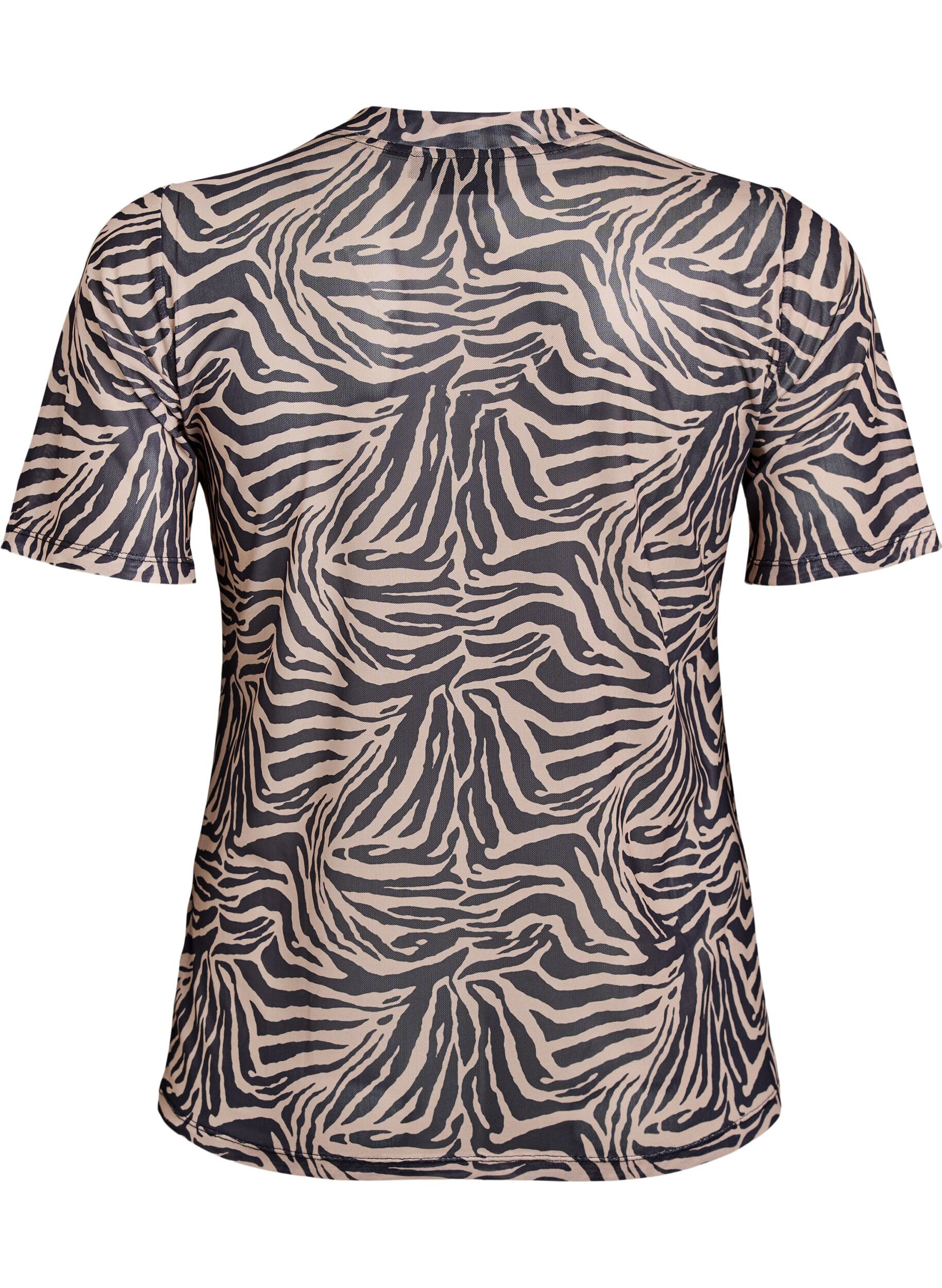 Zizzi Bluse aus Mesh, mit kurzen &Auml;rmeln, Schwarz, Packshot image number 1