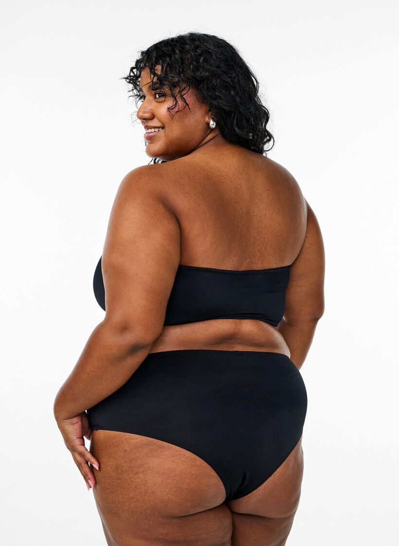 Einfarbiges Bandeau-Bikinioberteil, Schwarz, Model image number 2