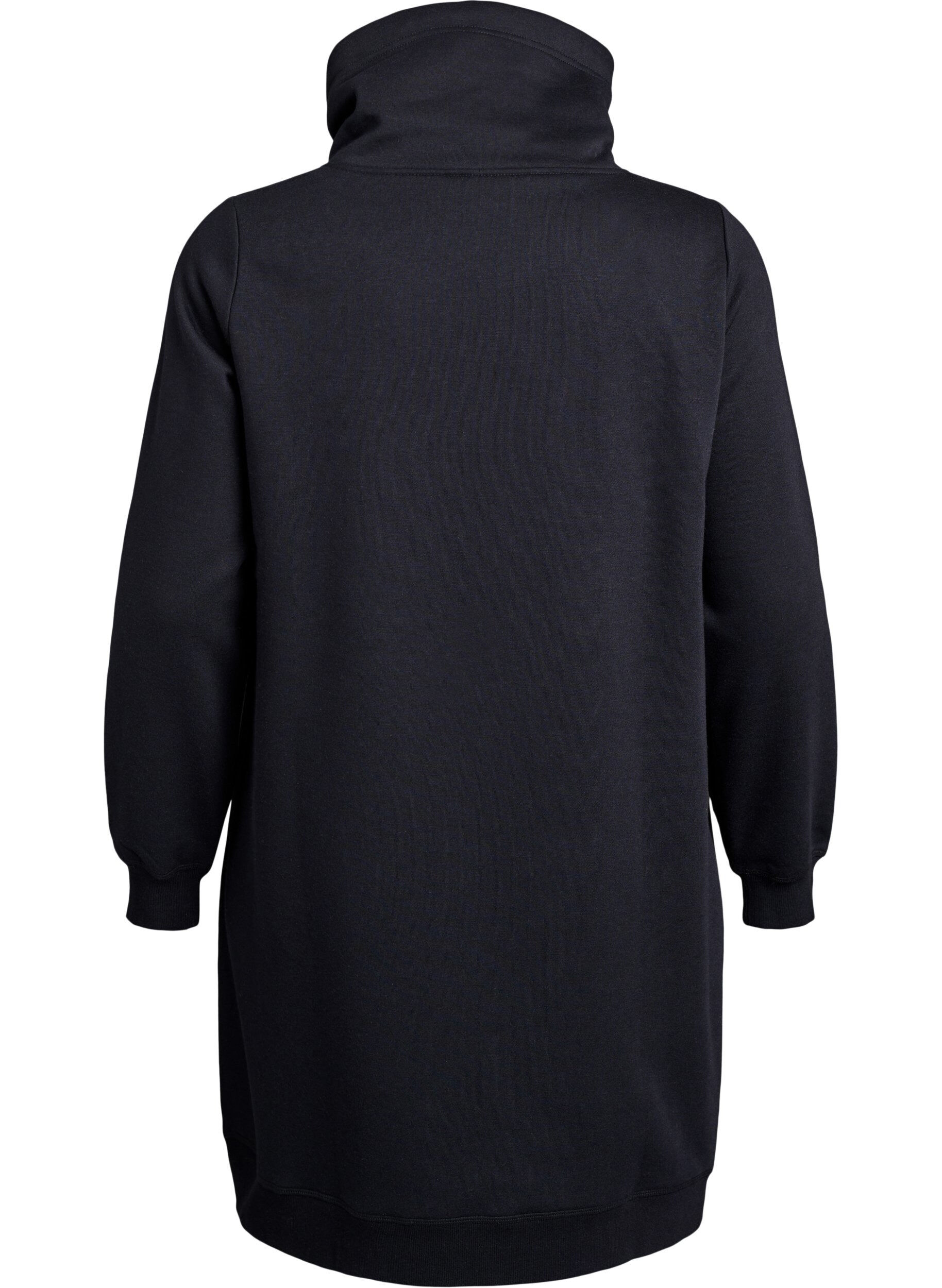 ZizziKurzes Sweatshirtkleid mit Stehkragen und Taschen, Schwarz, Packshot image number 1