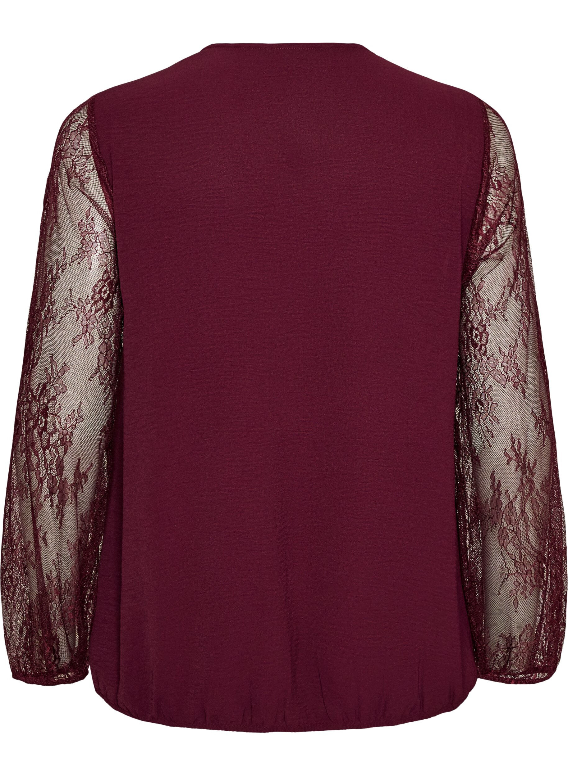 ZizziBluse mit &Auml;rmeln aus Spitze und Ballonform, Rot, Packshot image number 1