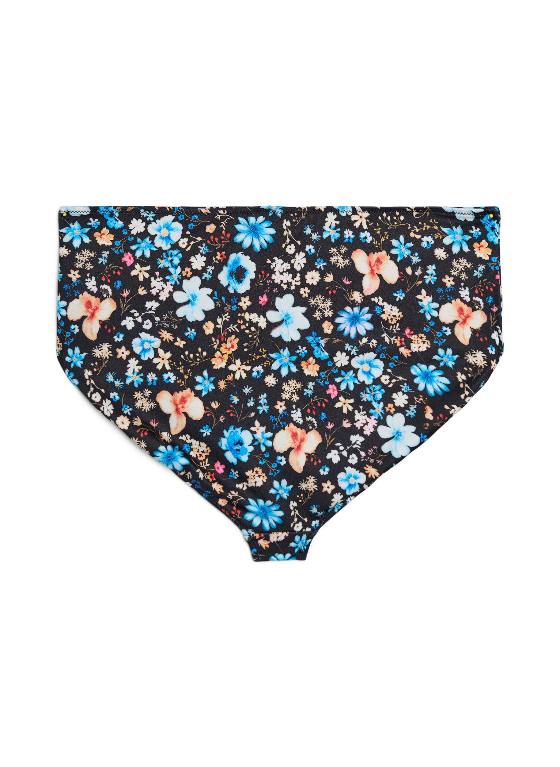 ZizziCulotte de bikini taille haute &agrave; imprim&eacute; floral, Bleu, Packshot image number 1