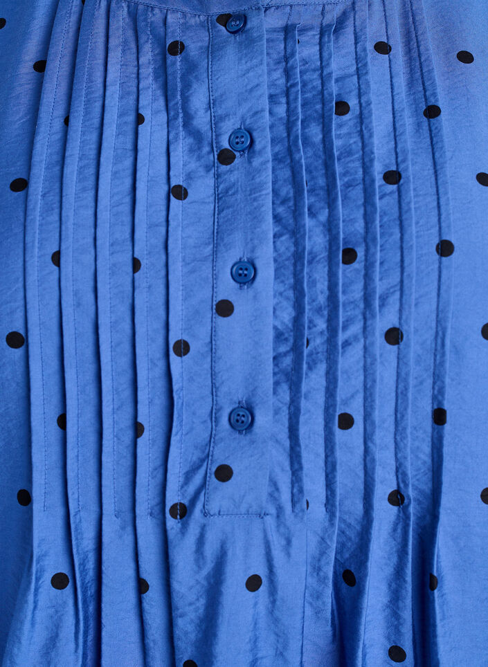 Gepunktete Bluse mit langen Ärmeln, Blau, Packshot image number 2