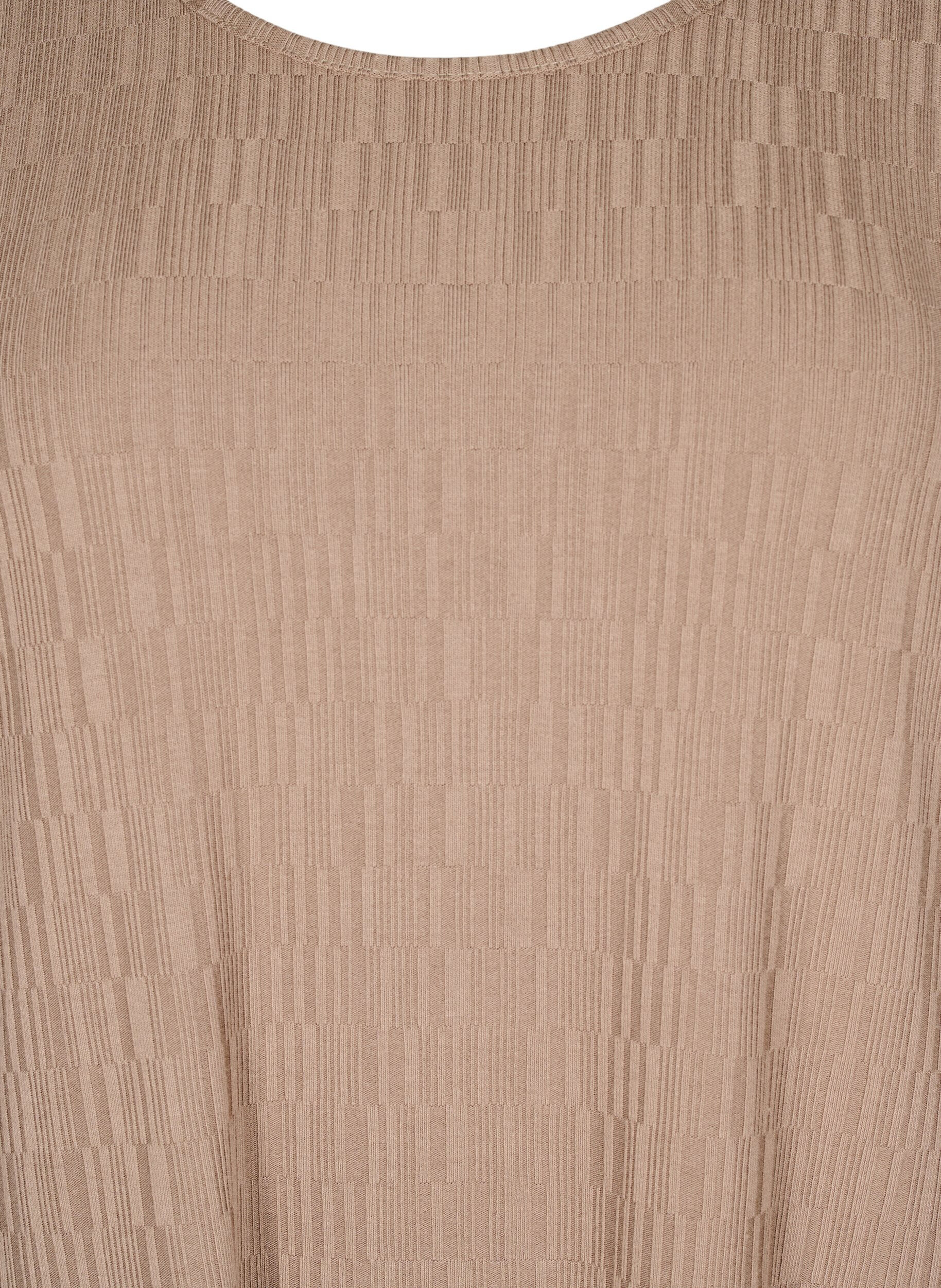 Zizzi Kleid mit Struktur und 3/4-&Auml;rmeln, Braun, Packshot image number 2