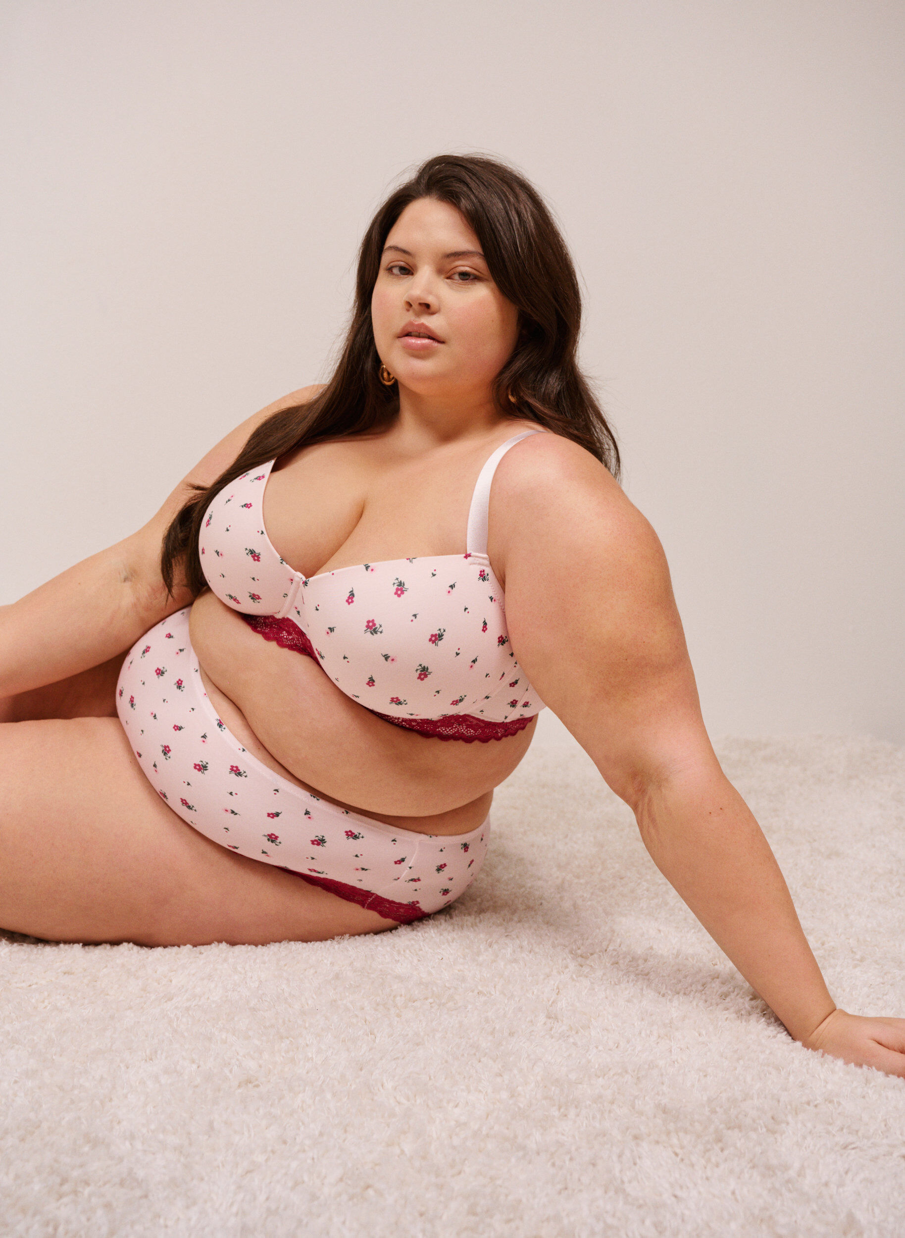 ZizziSoutien-gorge coqu&eacute; &agrave; imprim&eacute; floral et dentelle, Rose, Image image number 0