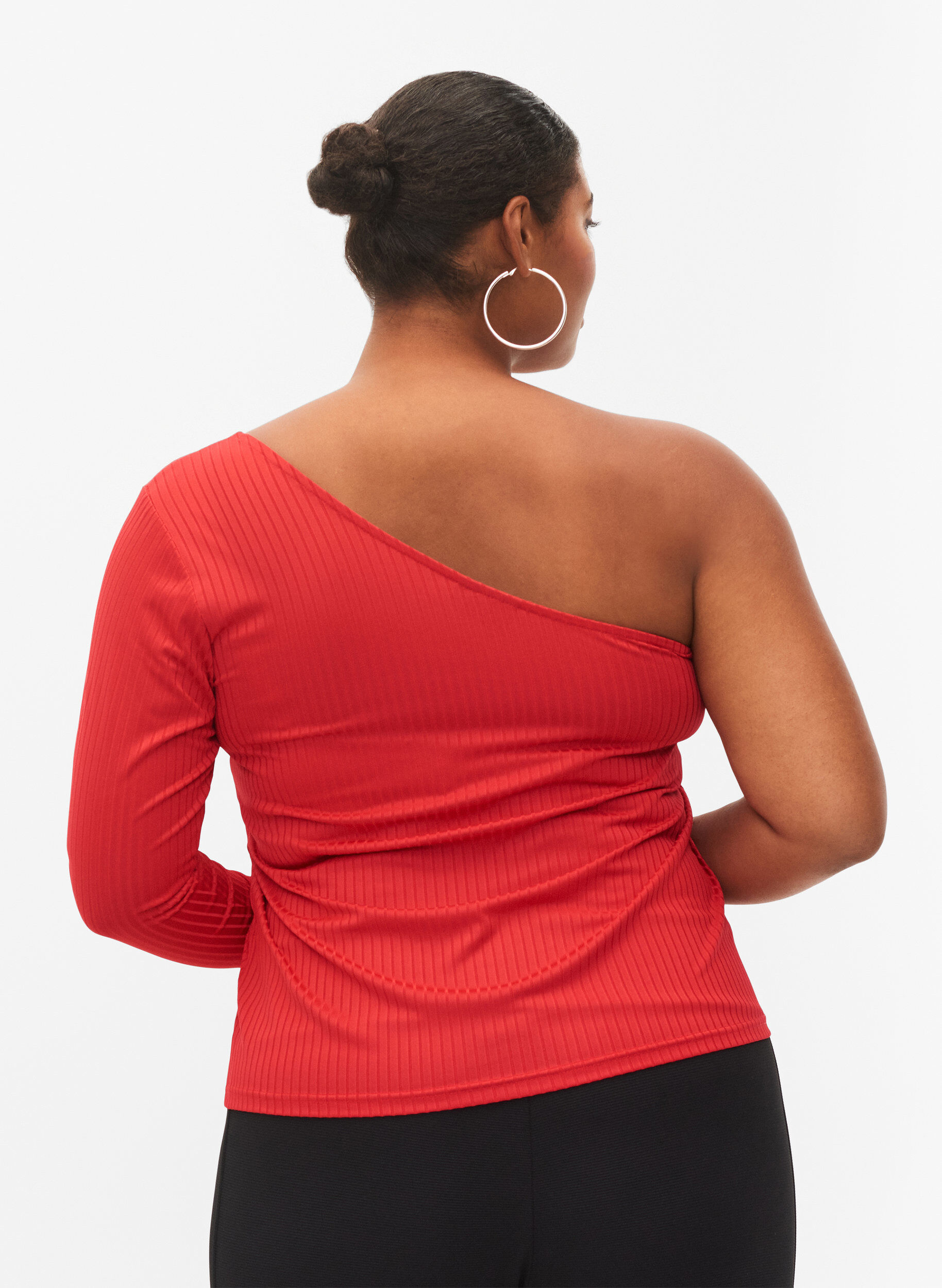Zizzi Blouse &agrave; une &eacute;paule, Tango Red, Model image number 1
