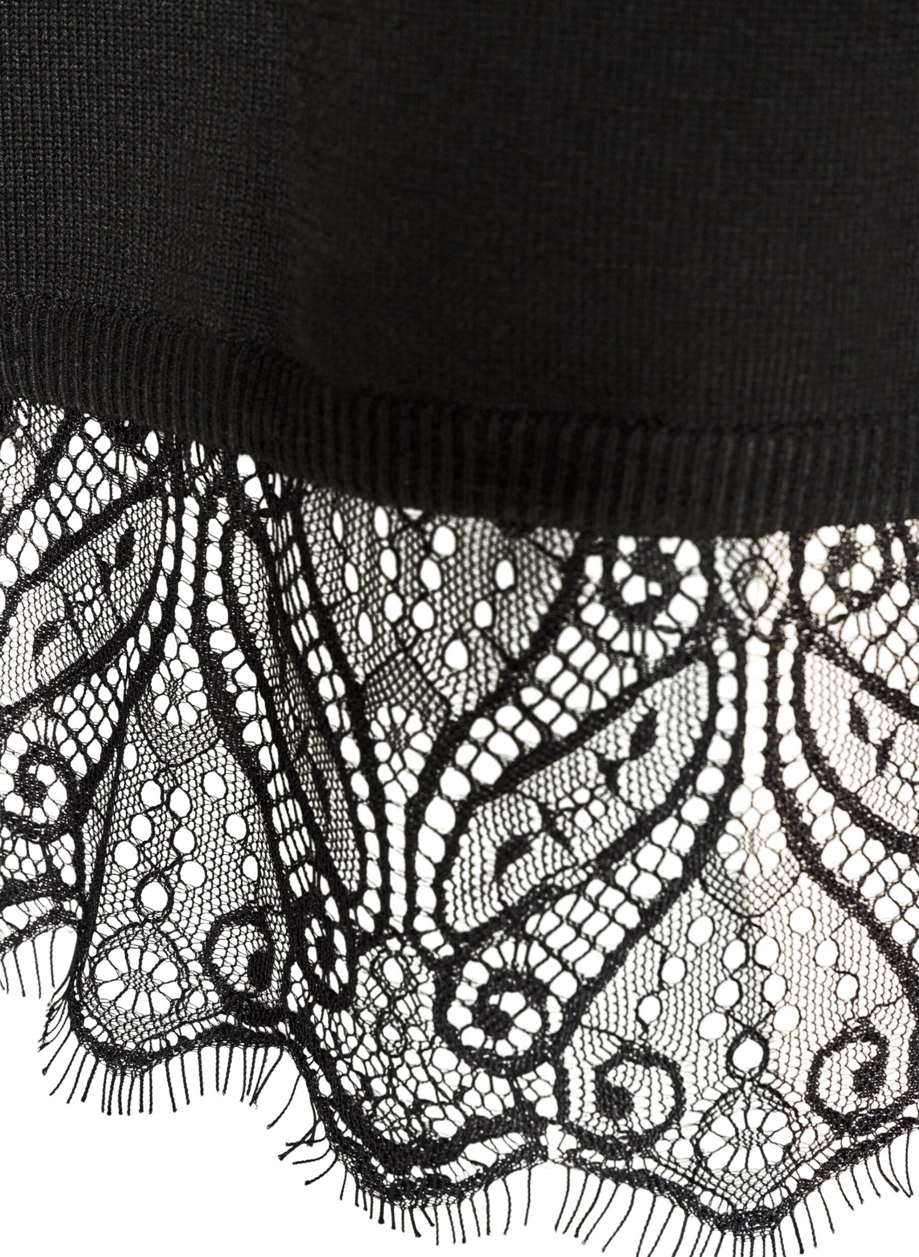 ZizziRobe courte en maille avec ourlet en dentelle, Noir, Packshot image number 3