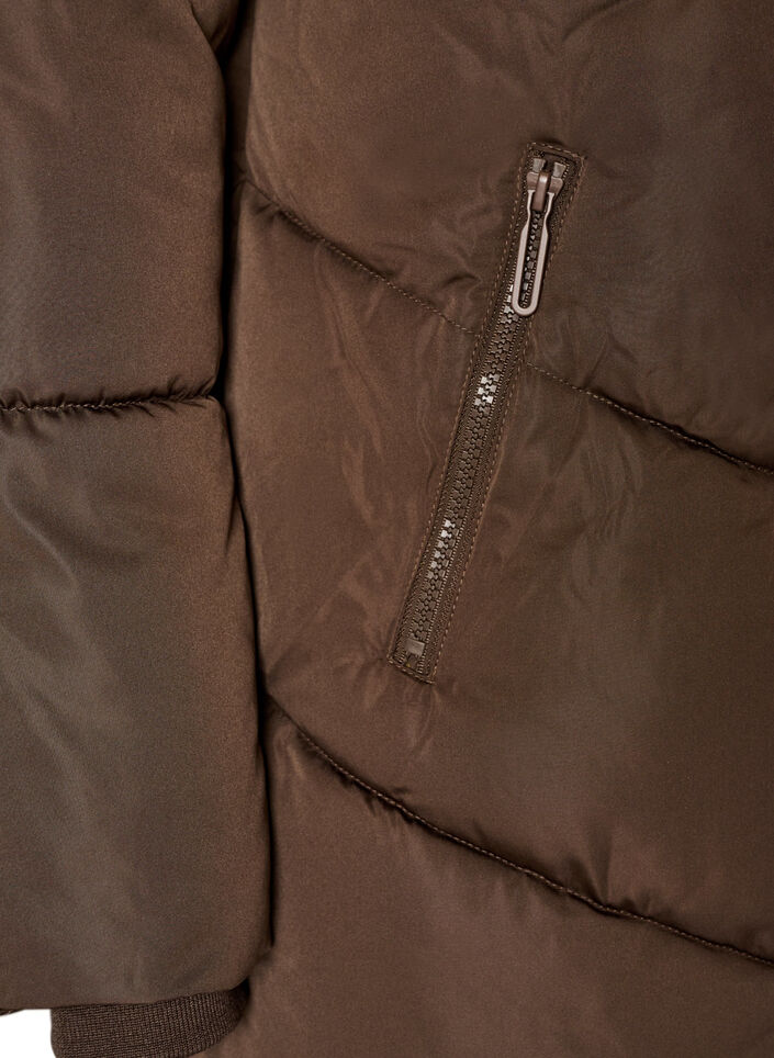 Doudoune longue avec capuche et poches, Marron, Packshot image number 3