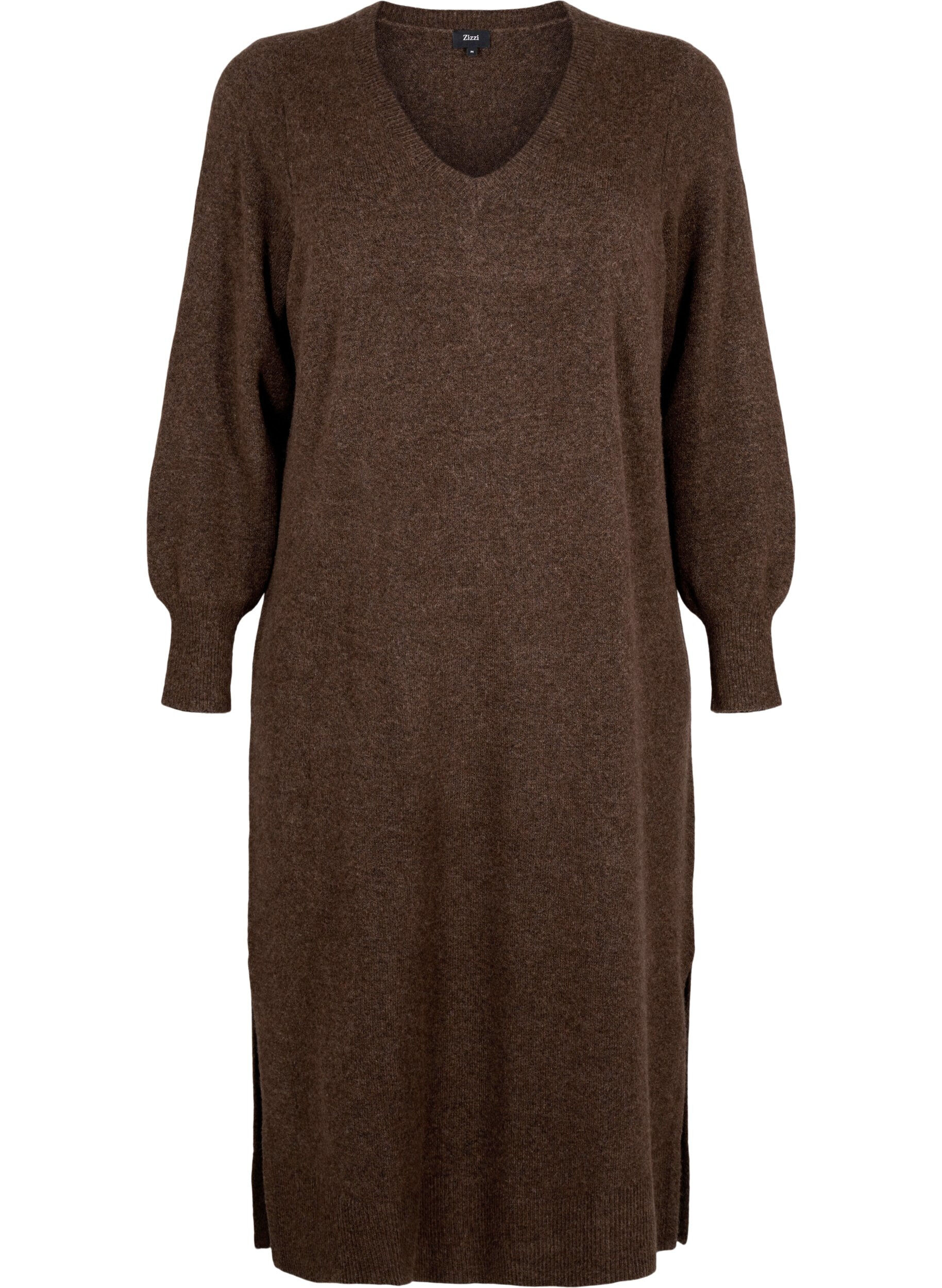 Lang&auml;rmliges Strickkleid mit V-Ausschnitt