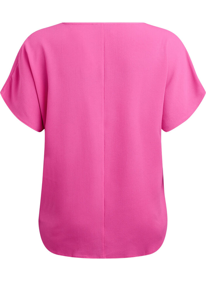 Blouse à manches courtes et encolure ronde, Rose, Packshot image number 1
